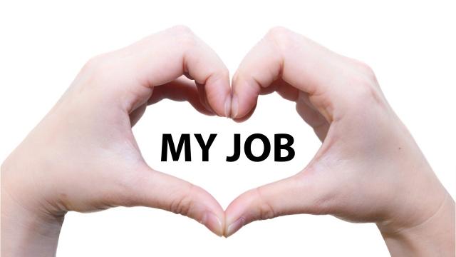 Hand making a heart with "My Job" in the middle